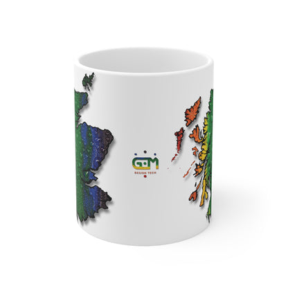 Scotland Map Pride Rain Mug, White