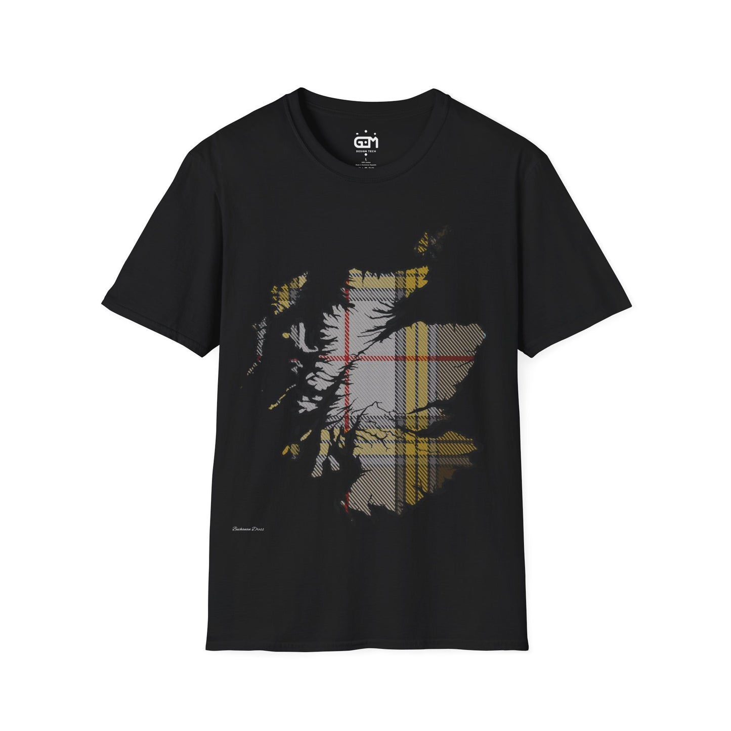 Scotland Tartan Map Softstyle Unisex T-Shirt, Buchanan Dress Tartan, Various Colours