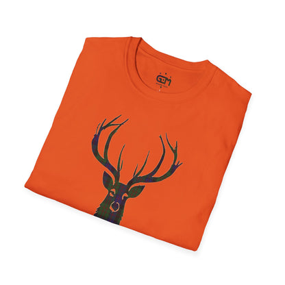 Tartan Stag Softstyle T-Shirt - MacDonald Tartan, Unisex Tee, Scottish Scenery, Various Colours