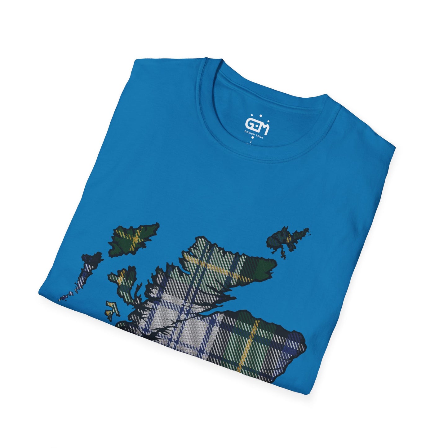 Scotland Tartan Map Softstyle Unisex T-Shirt, Gordon Dress Tartan, Various Colours