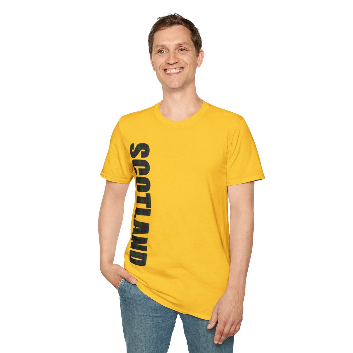 Scotland Lettering Argyle Tartan Softstyle T-Shirt, Unisex Tee, Various Colours