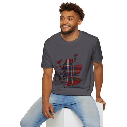 Scotland Tartan Map Softstyle Unisex T-Shirt - MacFarlane Tartan Tee