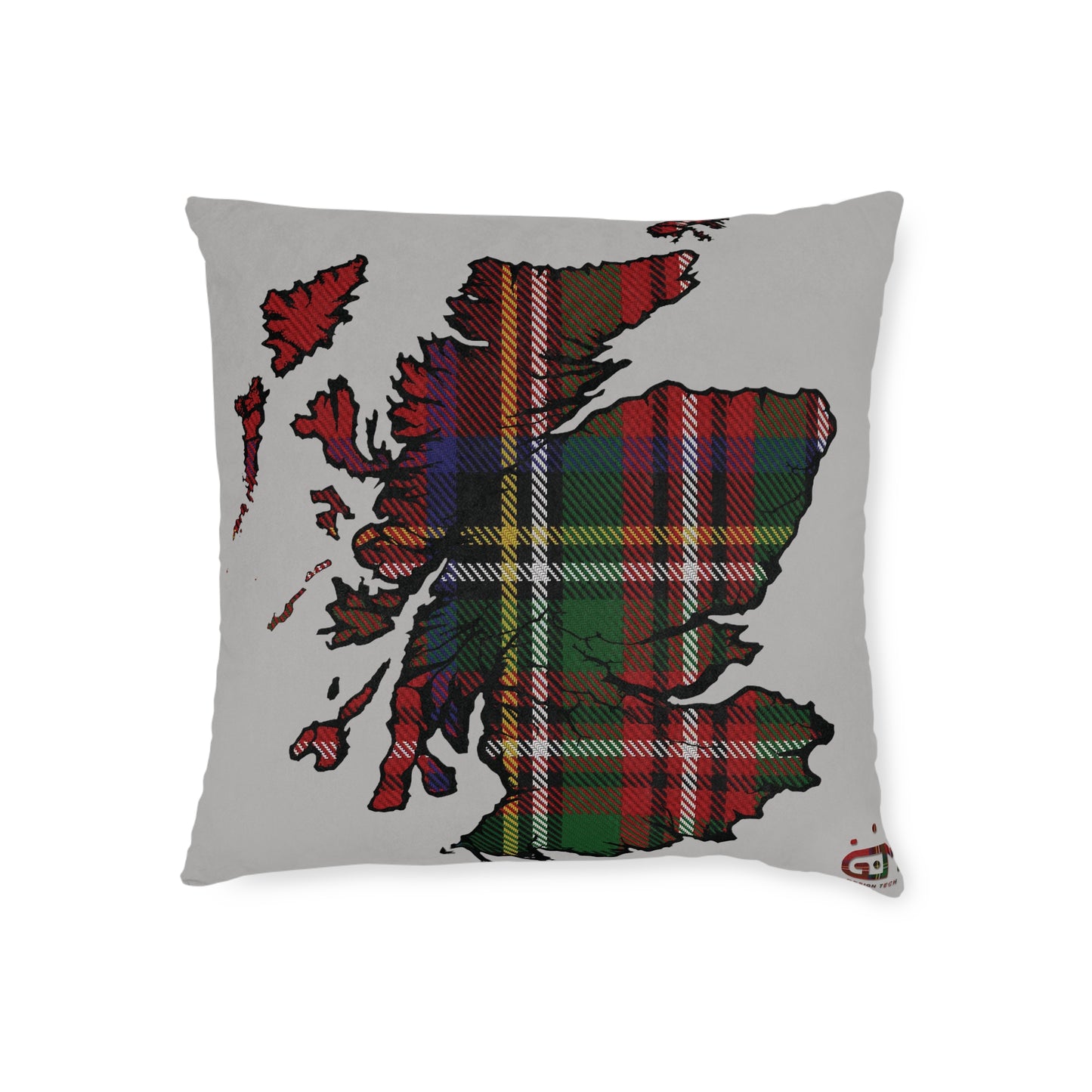 Reversible Square Cushion : Stag / Scotland Map - Stewart Royal Tartan, Various Sizes