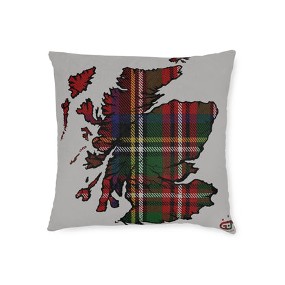 Reversible Square Cushion : Stag / Scotland Map - Stewart Royal Tartan, Various Sizes