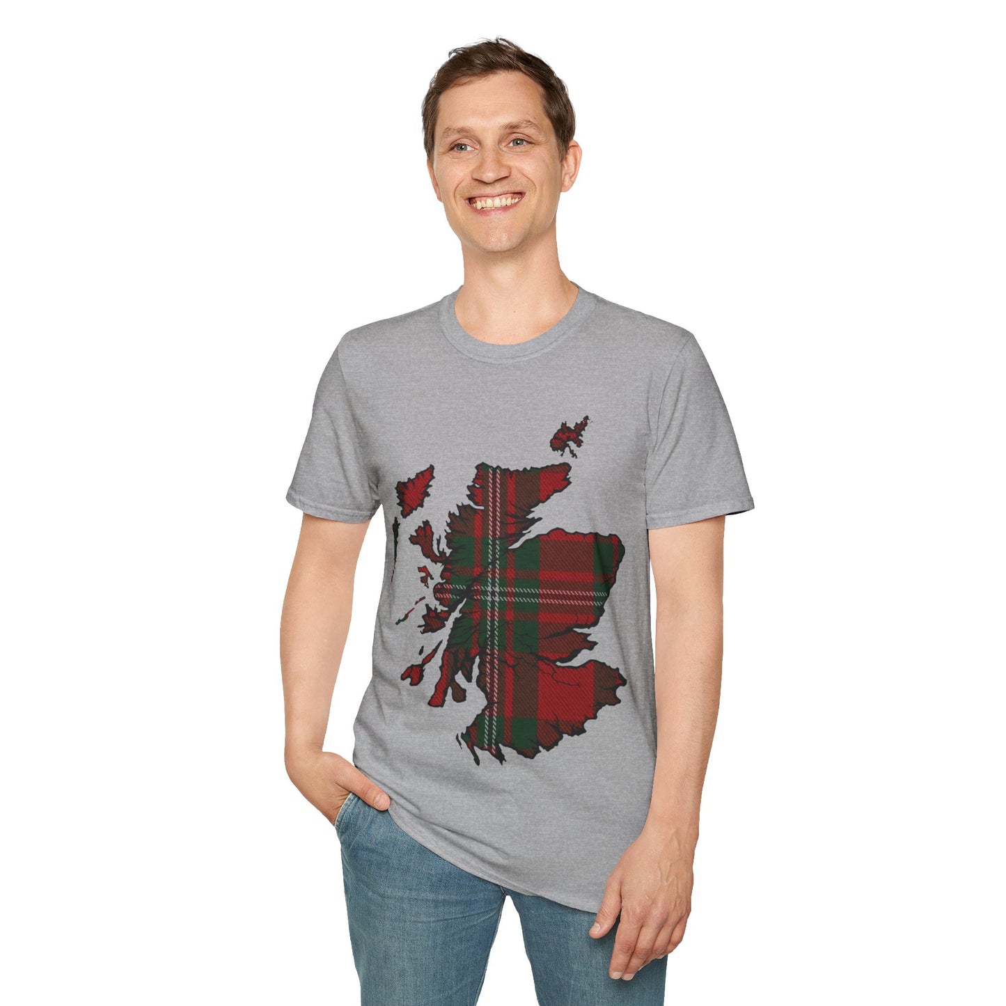 Scotland Tartan Map Softstyle Unisex T-Shirt, MacGregor Tartan, Various Colours