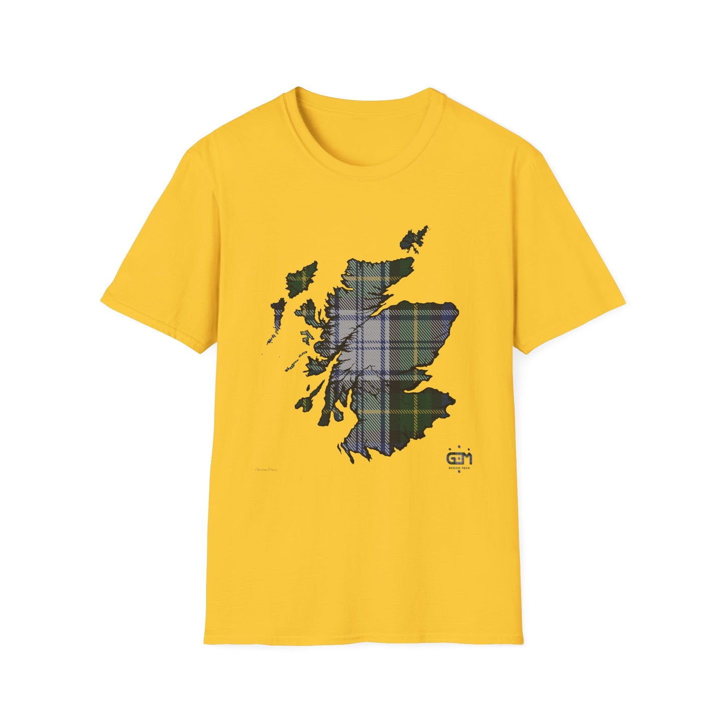 Tartan Scotland Map Softstyle Unisex T-Shirt - Gordon Dress Tartan Tee