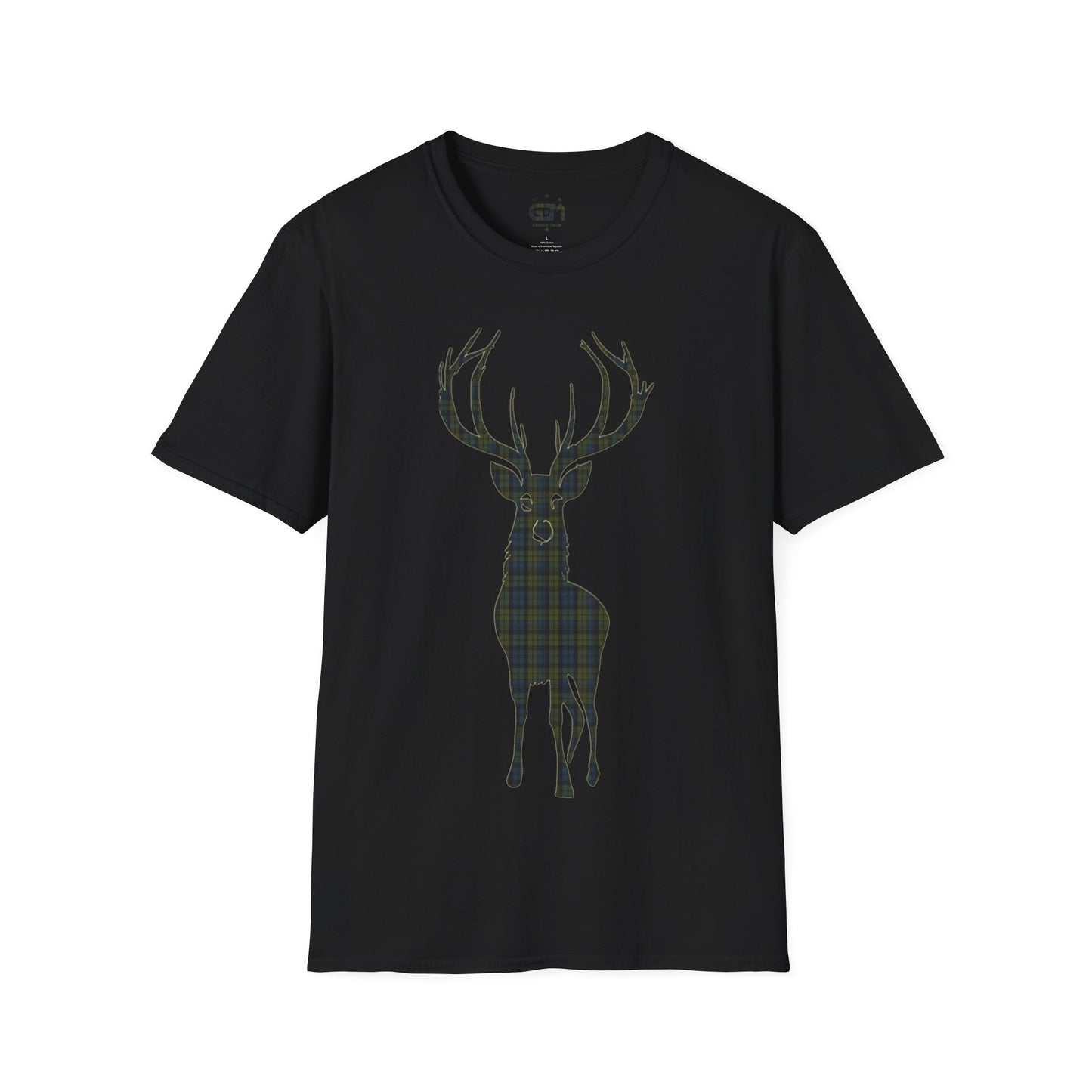 Tartan Stag Softstyle T-Shirt - Campbell Tartan, Unisex Tee, Scottish Scenery, Various Colours