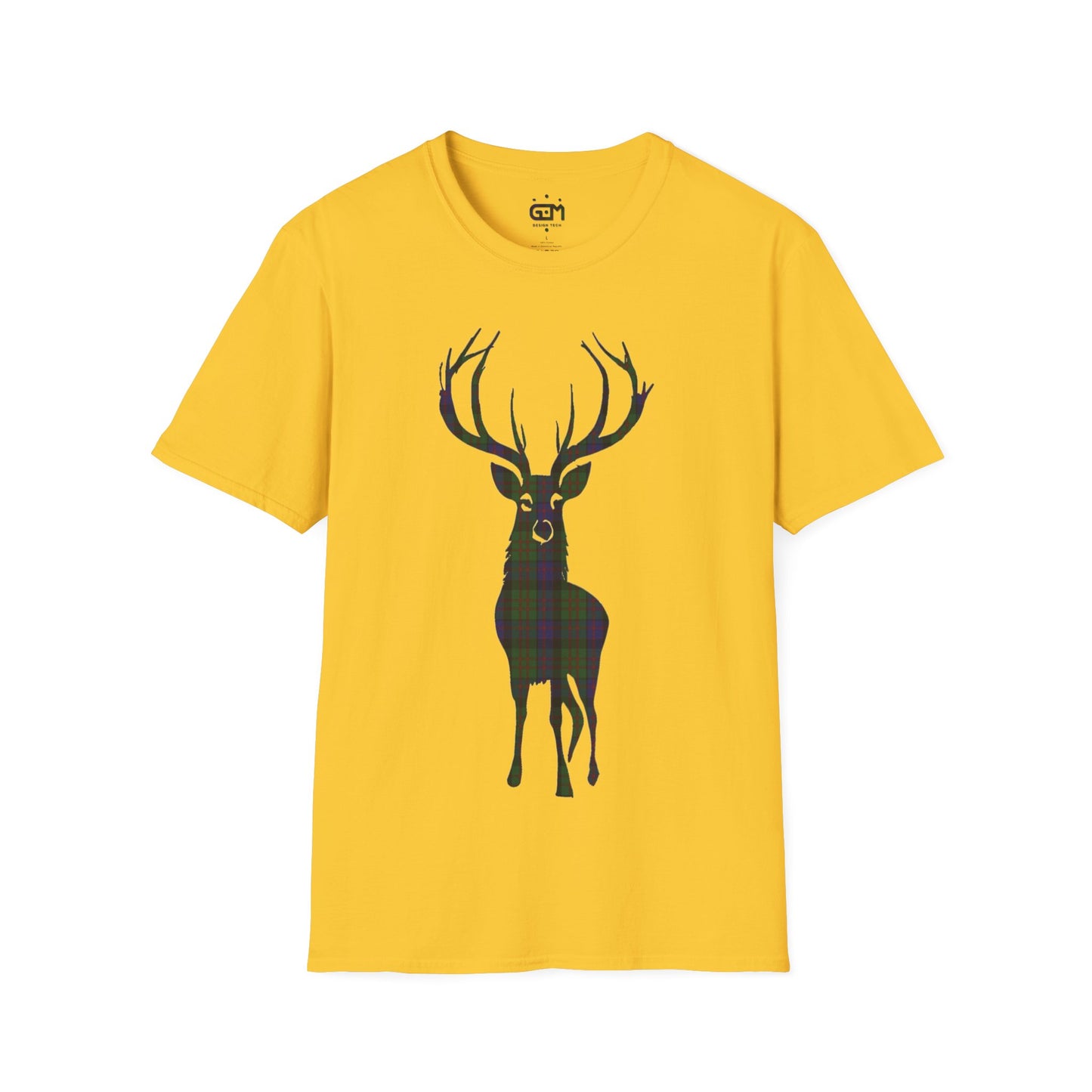 Tartan Stag Softstyle T-Shirt - MacDonald Tartan, Unisex Tee, Scottish Scenery, Various Colours