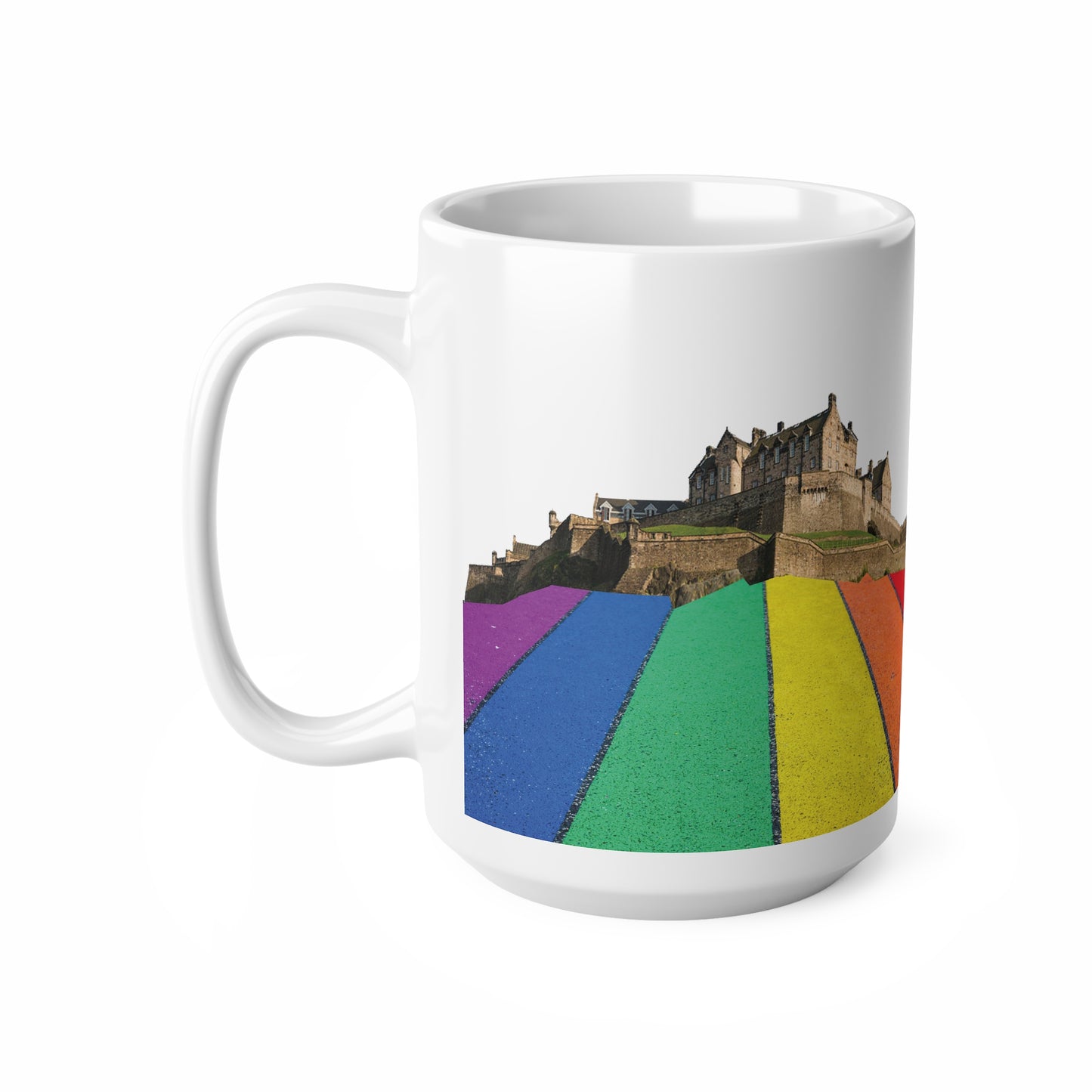 Pride Road Rock Edinburgh Castle Photo Mug, White