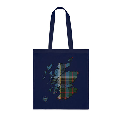 Reversible Scotland Tartan Map Cotton Tote Bag - Anderson Old Tartan