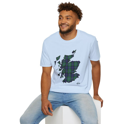 Tartan Scotland Map Softstyle Unisex T-Shirt - Douglas Tartan Tee