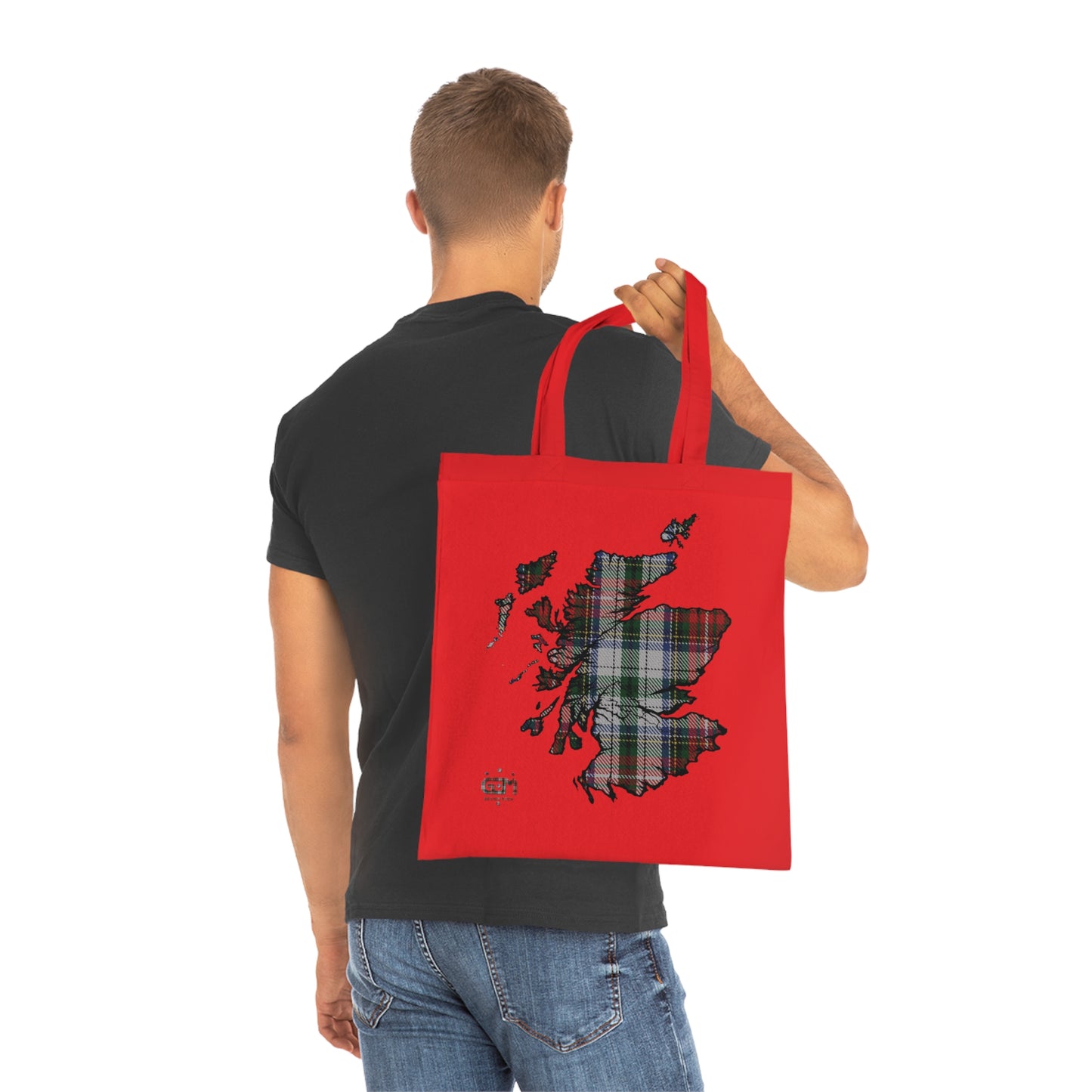 Reversible Scotland Tartan Map Cotton Tote Bag - Stewart Tartan