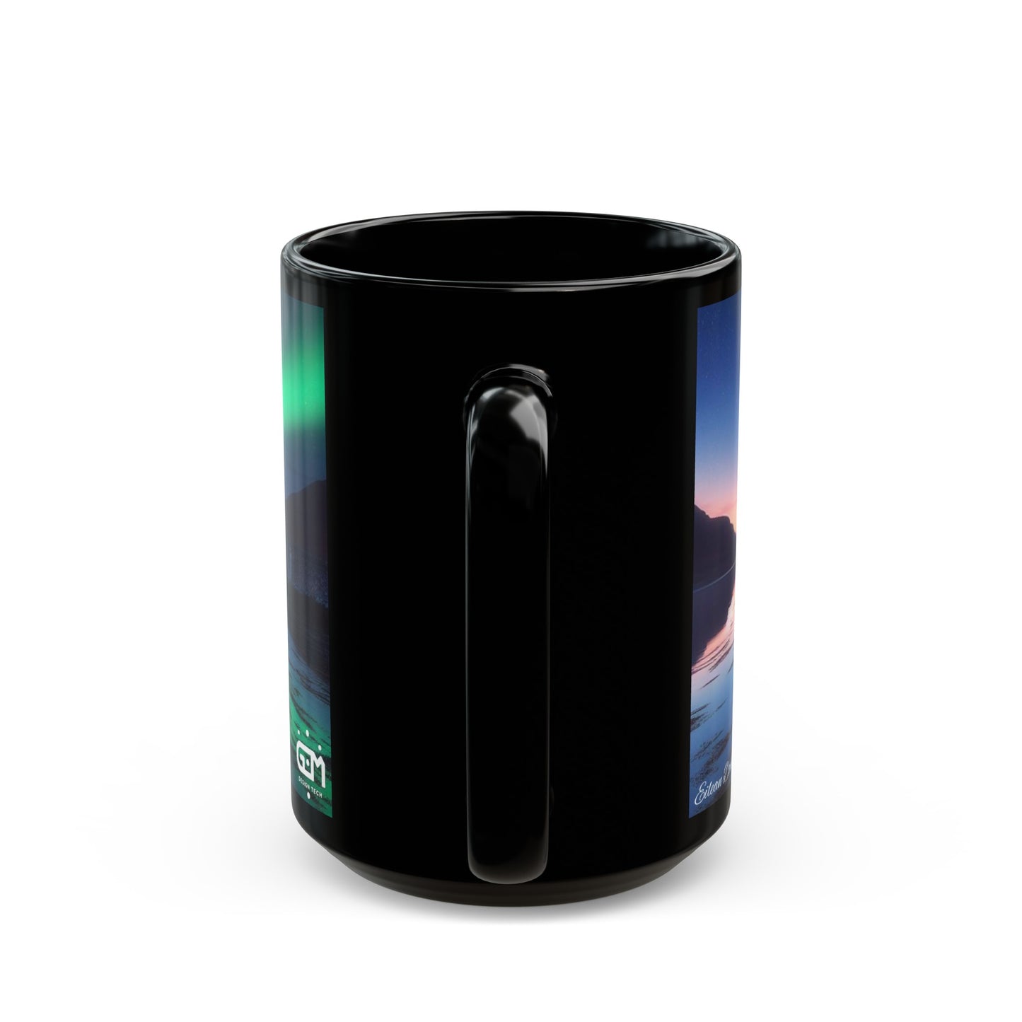 Eilean Donan Castle Northern Lights Mug, Coffee Cup, Tea Cup, Scottish Art, Scottish Landmarks, Scottish Nature, Black