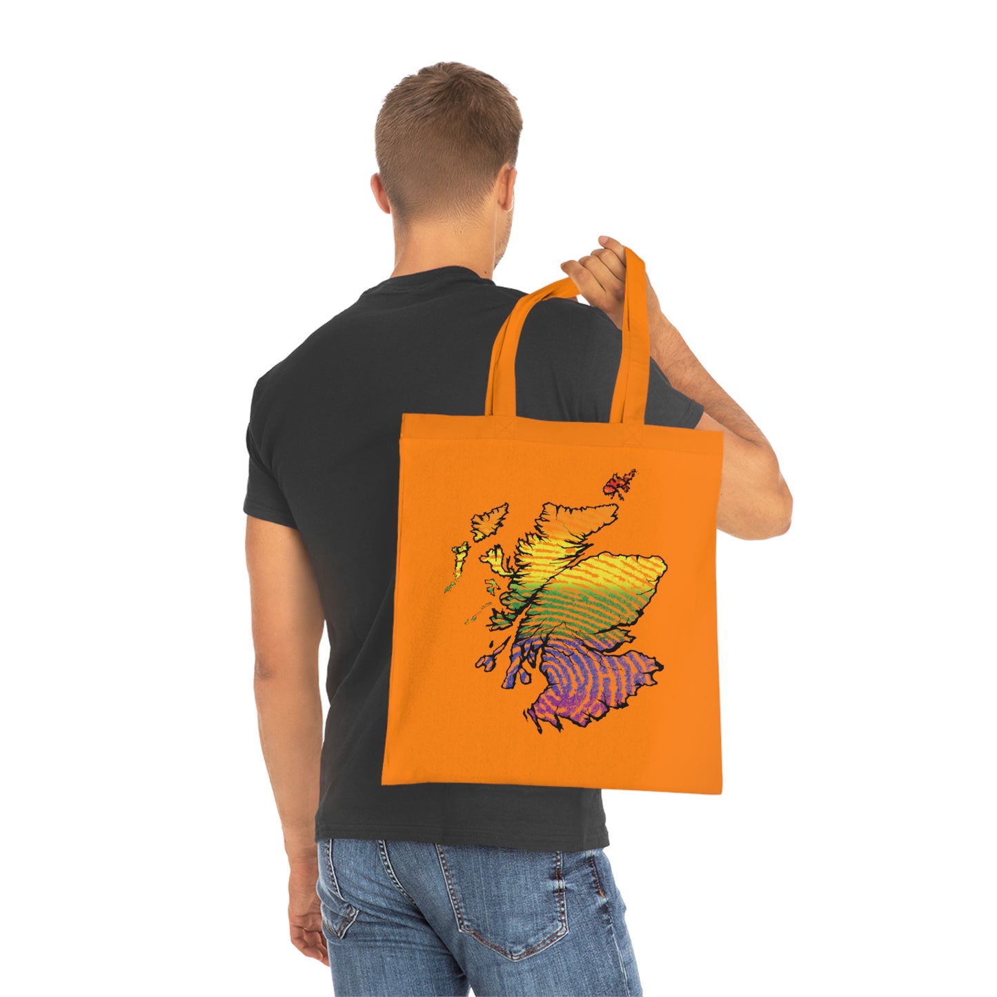 Scotland Pride Fingerprint Map Cotton Tote Bag