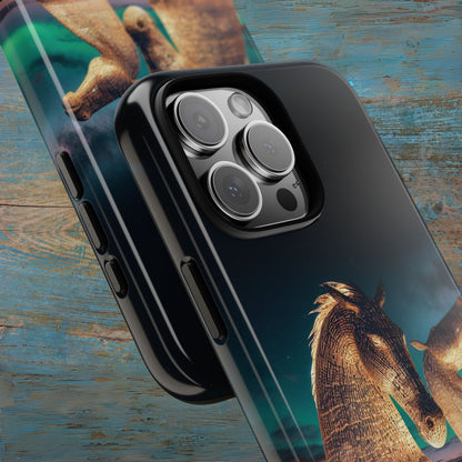 Kelpies Northern Lights Art Phone Case, Scotland, Apple