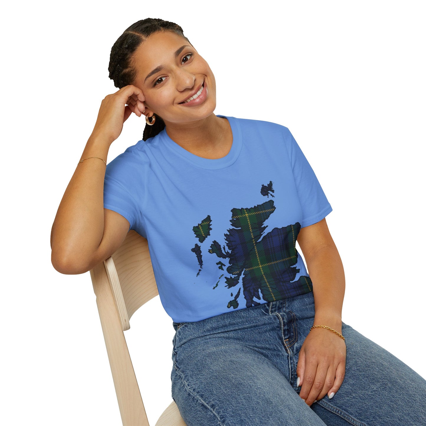 Scotland Tartan Map Softstyle Unisex T-Shirt, Gordon Tartan, Various Colours