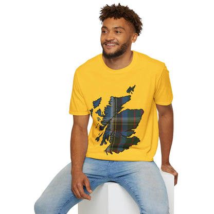 Scotland Tartan Map Softstyle Unisex T-Shirt, Anderson Old Tartan, Various Colours