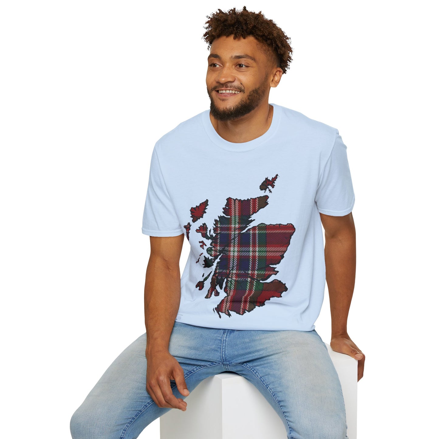 Scotland Tartan Map Softstyle Unisex T-Shirt, MacFarlane Tartan, Various Colours