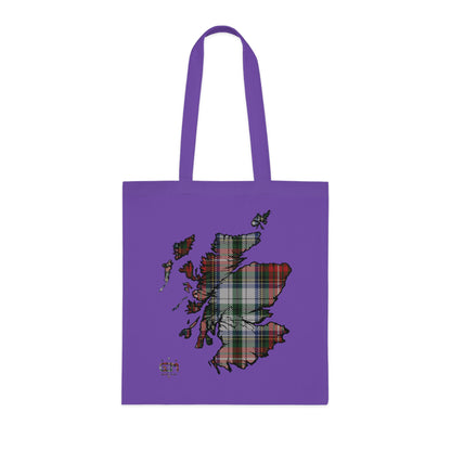 Reversible Scotland Tartan Map Cotton Tote Bag - Stewart Tartan