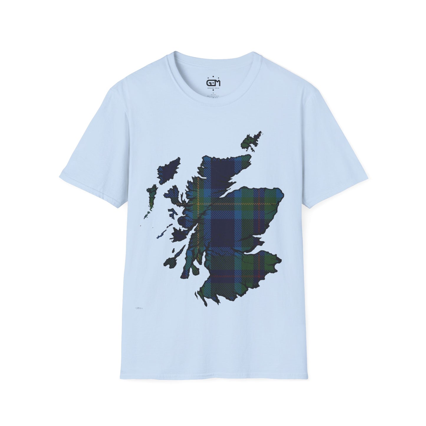 Scotland Tartan Map Softstyle Unisex T-Shirt, Miller Tartan, Various Colours