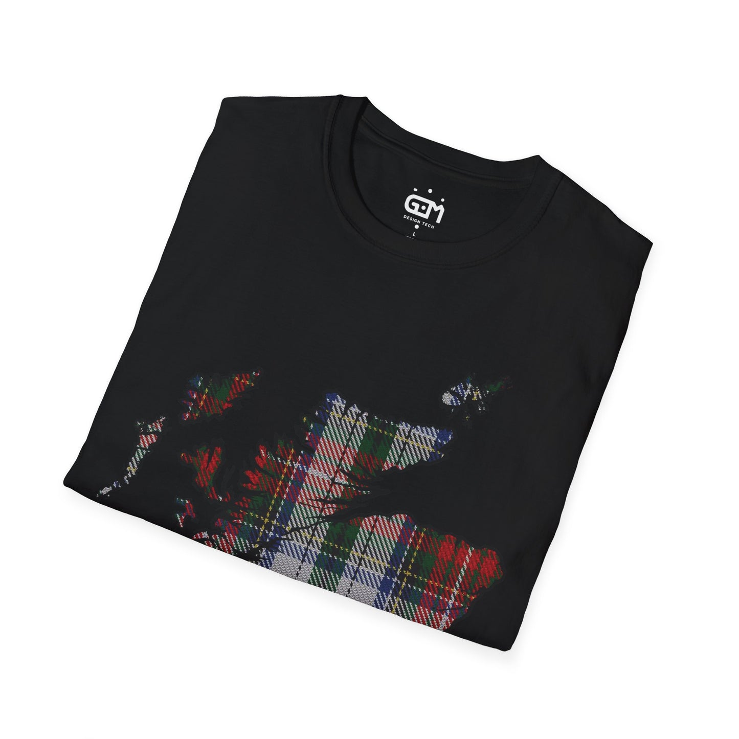 Scotland Tartan Map Softstyle Unisex T-Shirt, Stewart Tartan, Various Colours