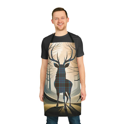 Tartan Stag Woodland Scene Apron - Anderson Tartan, Scottish Cooking Apparel, Chef Accessory