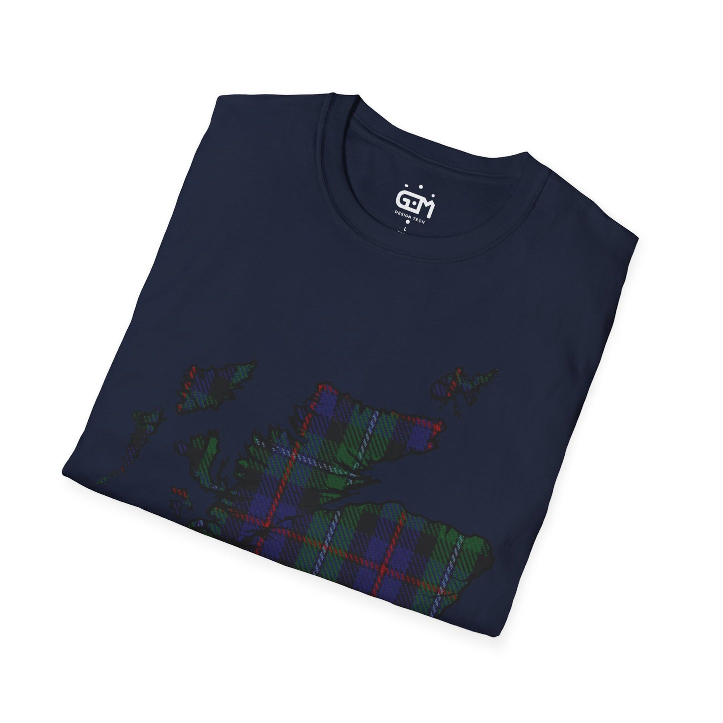 Scotland Tartan Map Softstyle Unisex T-Shirt, Argyle Tartan, Various Colours