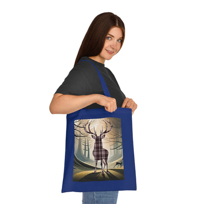 Reversible Scotland Tartan Stag Cotton Tote Bag - MacPherson Tartan