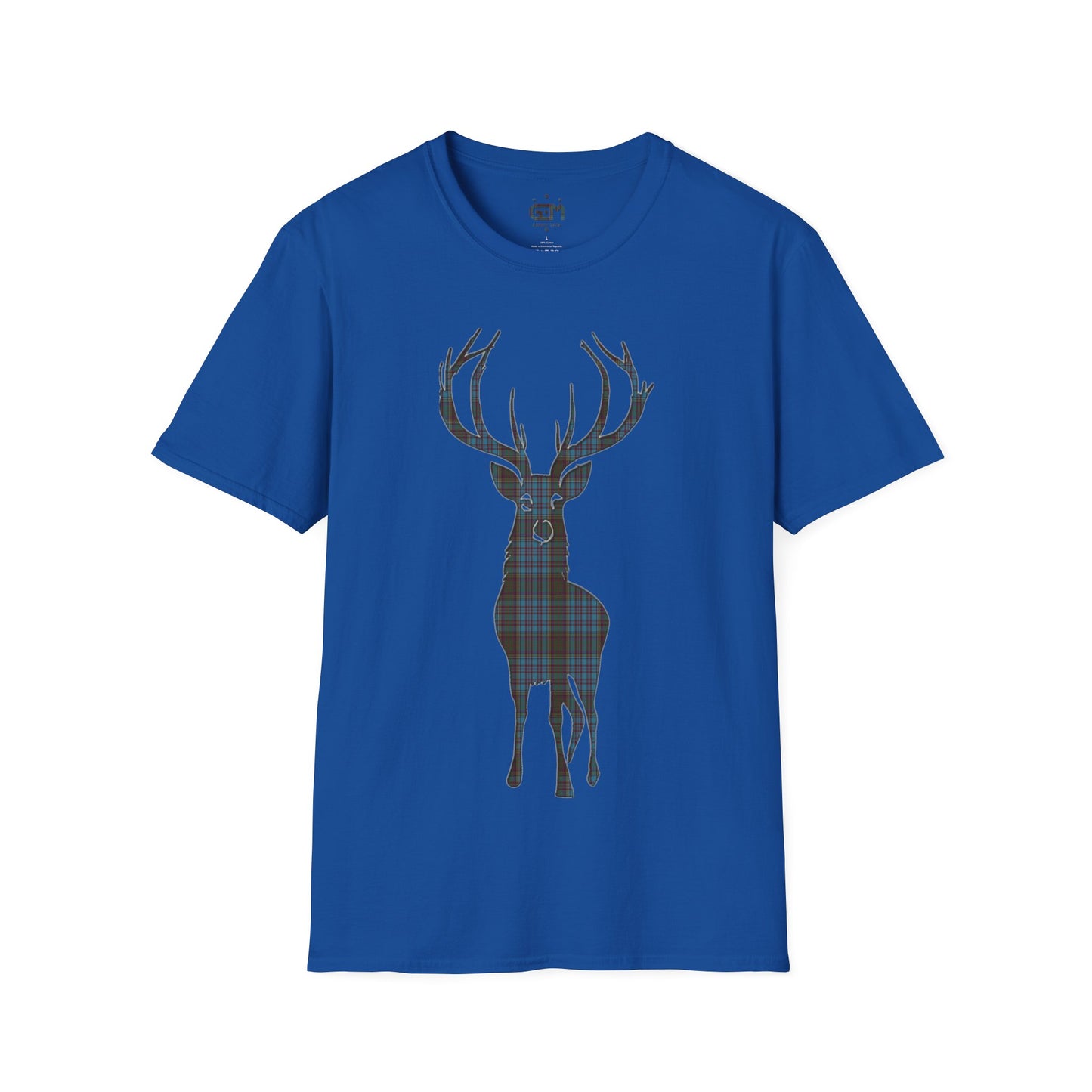 Tartan Stag Softstyle T-Shirt - Anderson Tartan, Unisex Tee, Scottish Scenery, Various Colours