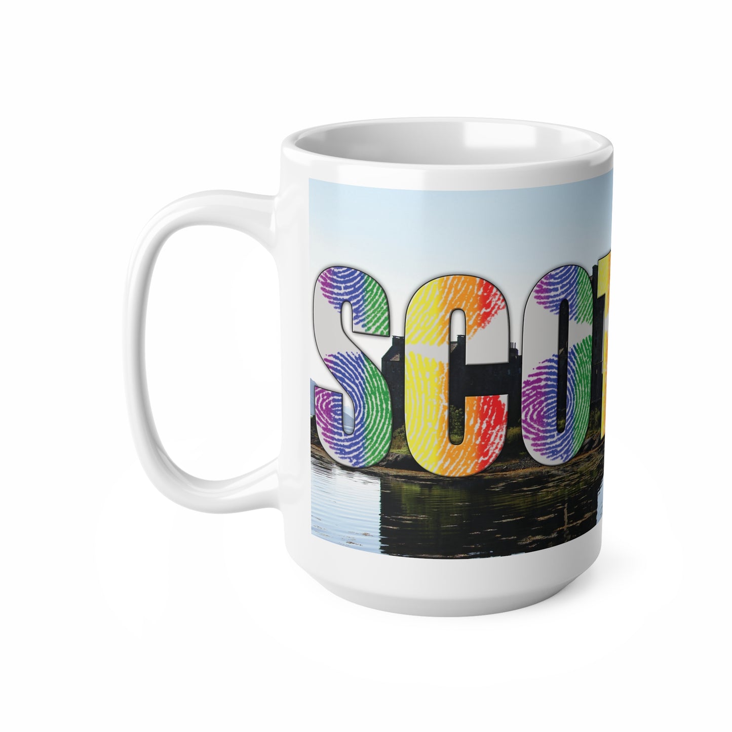 Scotland Lettering Pride Fingerprint Photo Mug, White