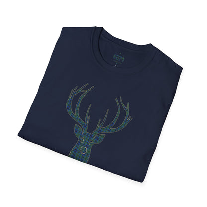 Tartan Stag Softstyle T-Shirt - Keith Tartan, Unisex Tee, Scottish Scenery, Various Colours