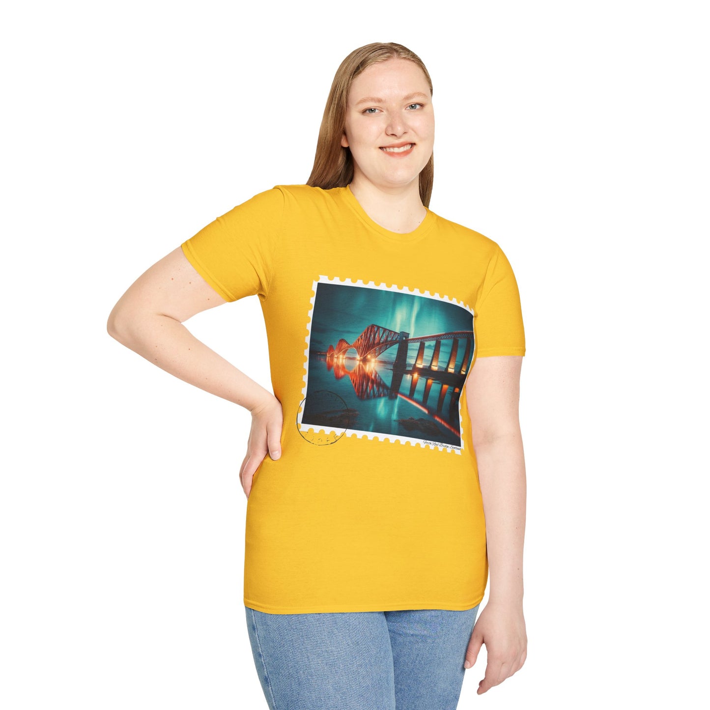 Postcard Forth Rail Bridge Art Softstyle T-Shirt, Unisex Tee, Scotland Shirt, Various Colours