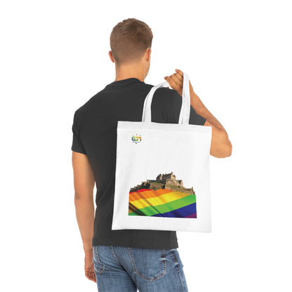 Pride Flag Rock Edinburgh Castle Cotton Tote Bag