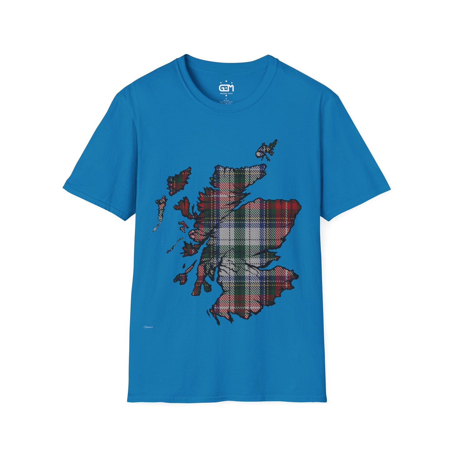 Scotland Tartan Map Softstyle Unisex T-Shirt, Stewart Tartan, Various Colours