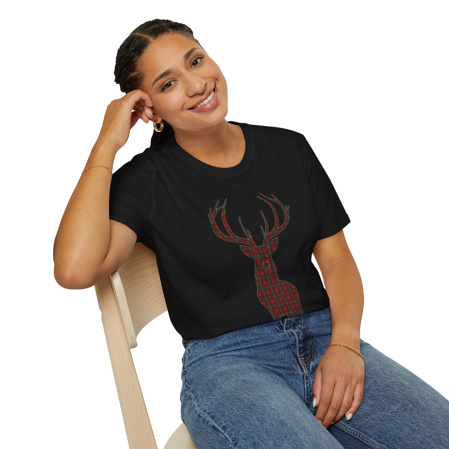 Tartan Stag Softstyle T-Shirt - MacGregor Tartan, Unisex Tee, Scottish Scenery, Various Colours