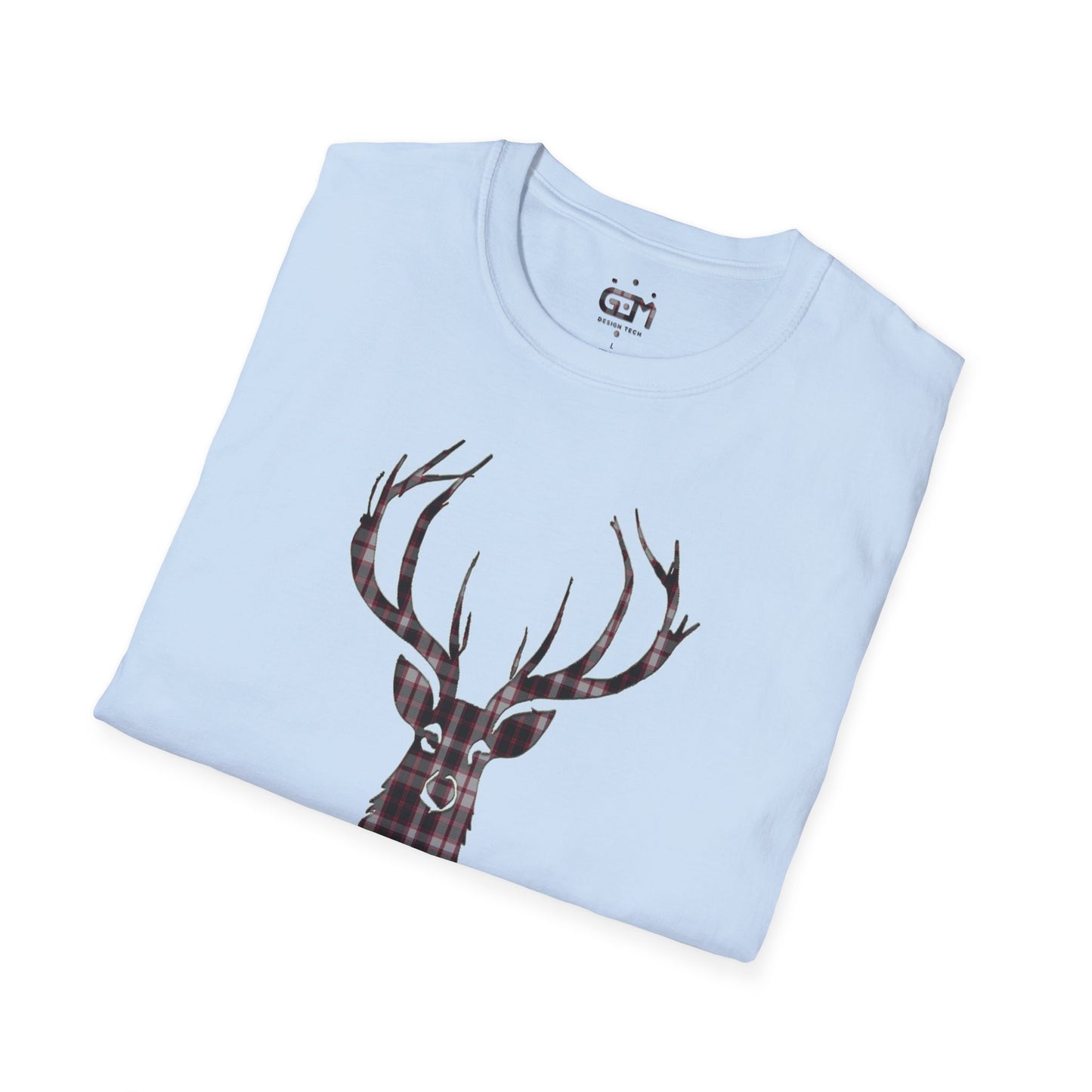 Tartan Stag Softstyle T-Shirt - MacPherson Tartan, Unisex Tee, Scottish Scenery, Various Colours