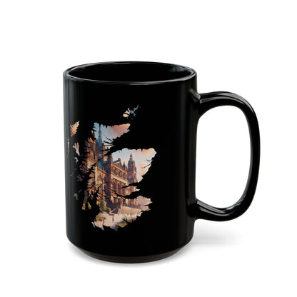 Glasgow Kelvingrove Art Gallery Scotland Map Mug, Coffee Cup, Tea Cup, Scottish Art, Scottish Nature, Scottish Landmarks, Black