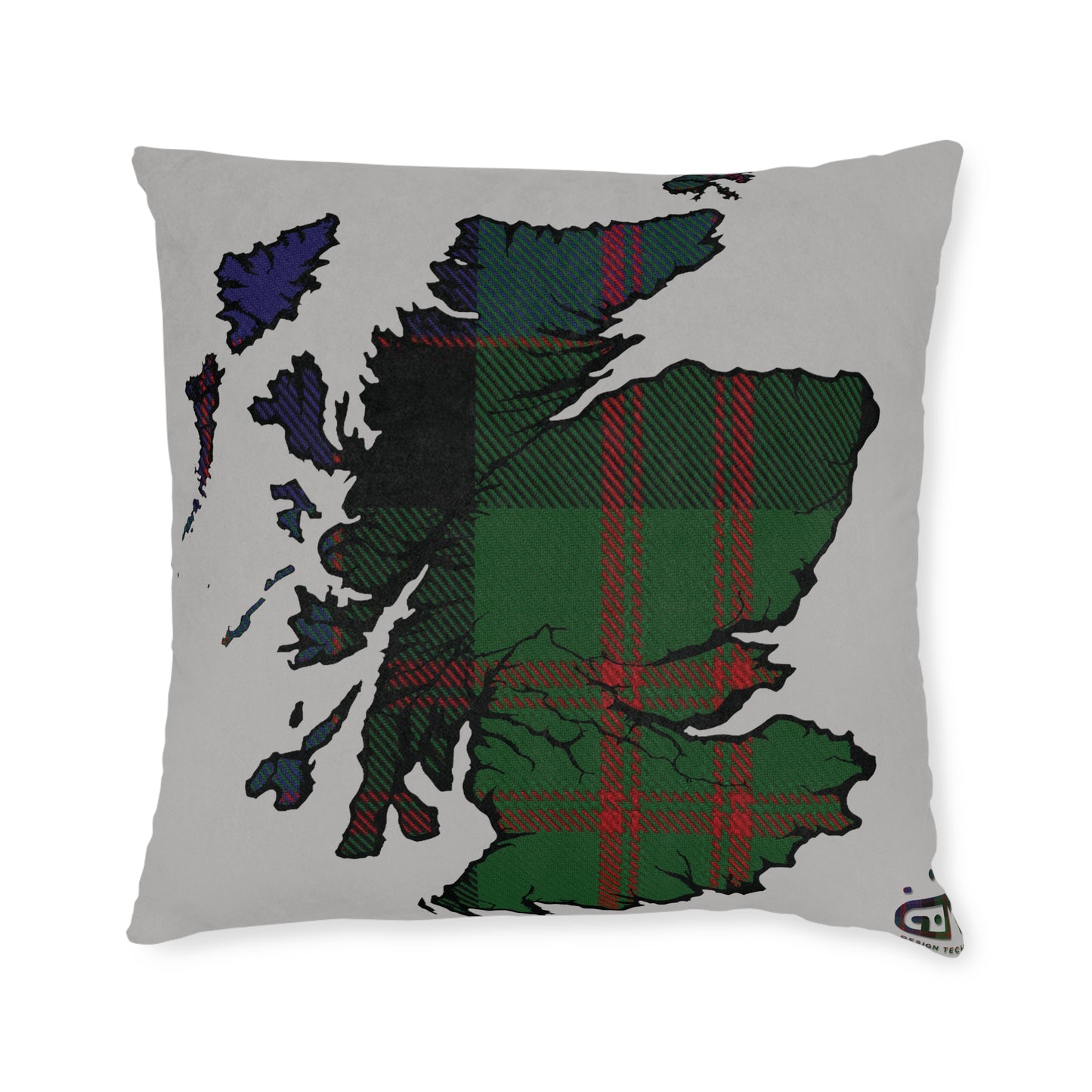 Reversible Square Cushion : Stag / Scotland Map - MacDonald Tartan, Various Sizes