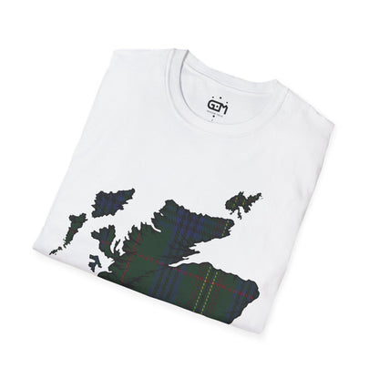 Scotland Tartan Map Softstyle Unisex T-Shirt, Kennedy Tartan, Various Colours