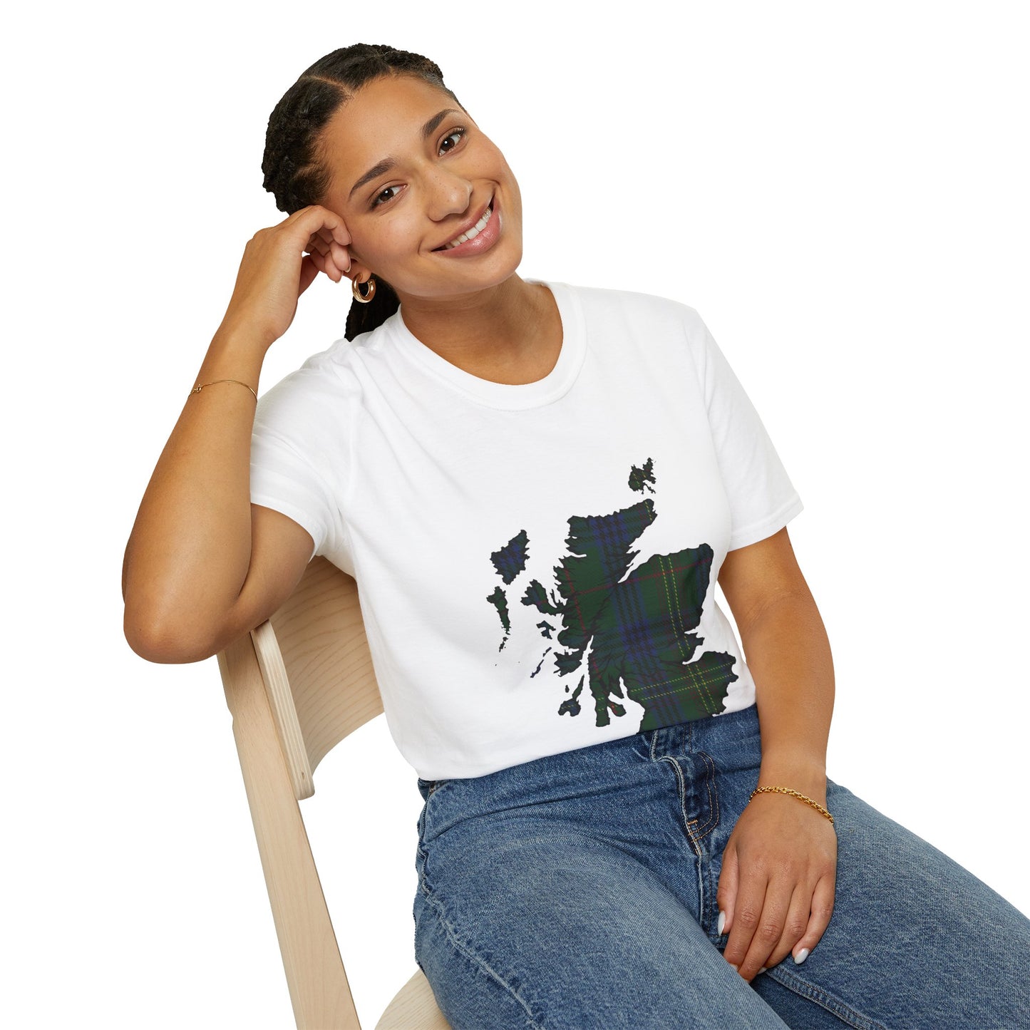 Scotland Tartan Map Softstyle Unisex T-Shirt - Kennedy Tartan Tee