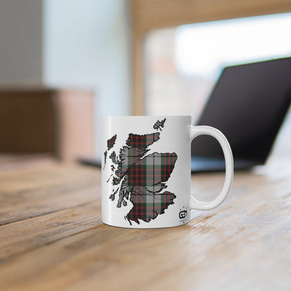 Scotland Map Mug 11oz, Fraser Tartan