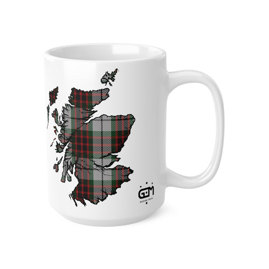 Fraser Dress Tartan Scotland Map Mug, Coffee Cup, Tea Cup, Scotland, White