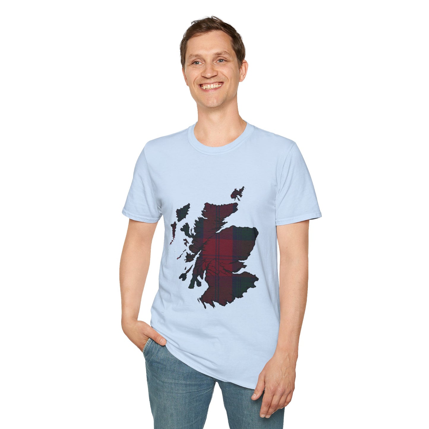 Scotland Tartan Map Softstyle Unisex T-Shirt - Lindsay Tartan Tee