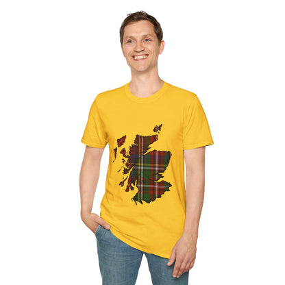 Scotland Tartan Map Softstyle Unisex T-Shirt - Stewart Royal Tartan Tee