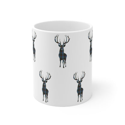 Tartan Stag Mug - Anderson Old Tartan, Coffee Cup, Tea Cup, Scotland, White