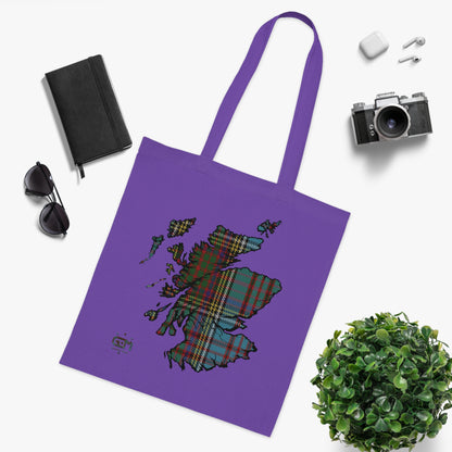 Reversible Scotland Tartan Map Cotton Tote Bag - Anderson Tartan