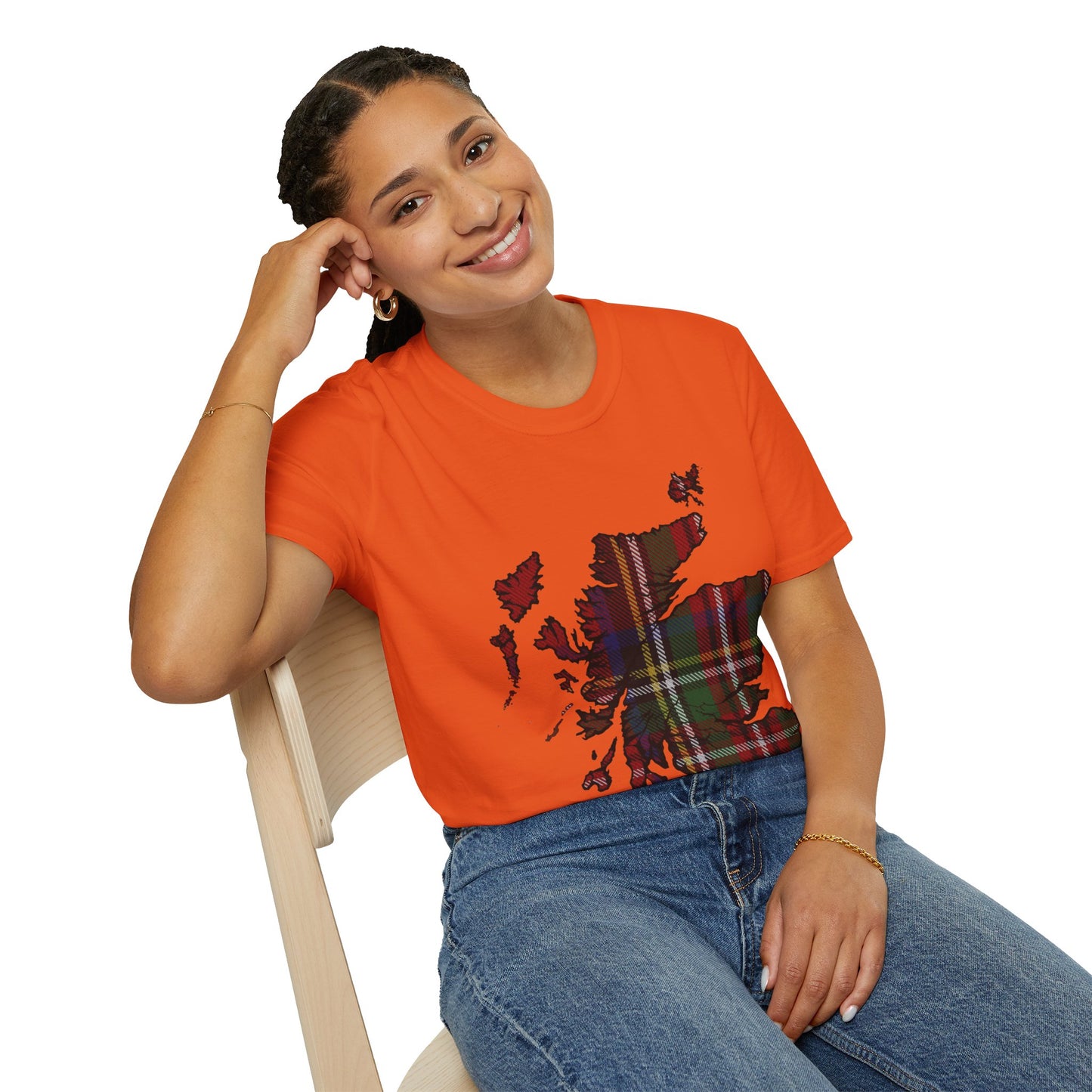 Scotland Tartan Map Softstyle Unisex T-Shirt, Stewart Royal Tartan, Various Colours