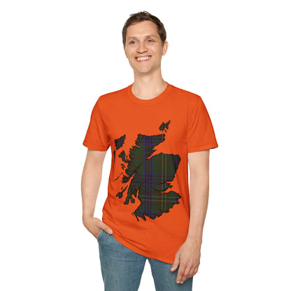 Scotland Tartan Map Softstyle Unisex T-Shirt, Kennedy Tartan, Various Colours