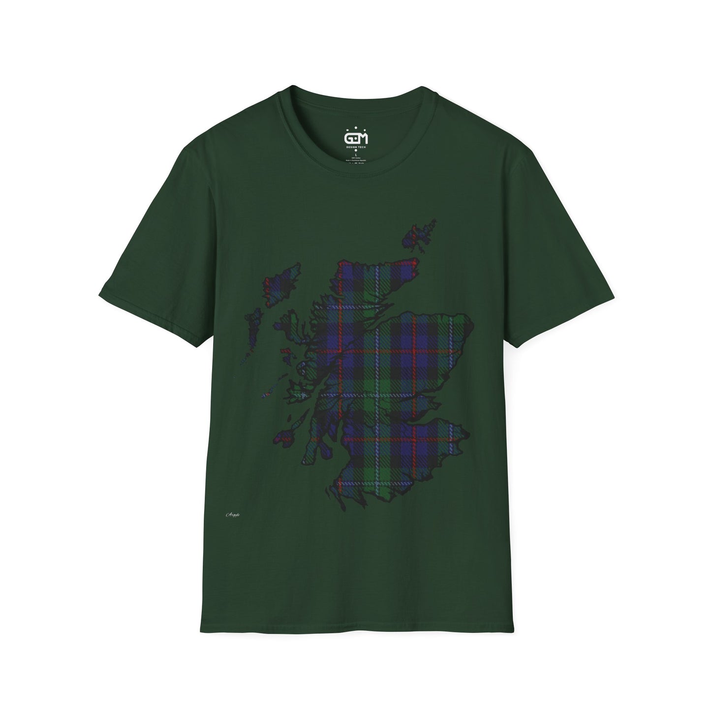 Scotland Tartan Map Softstyle Unisex T-Shirt, Argyle Tartan, Various Colours