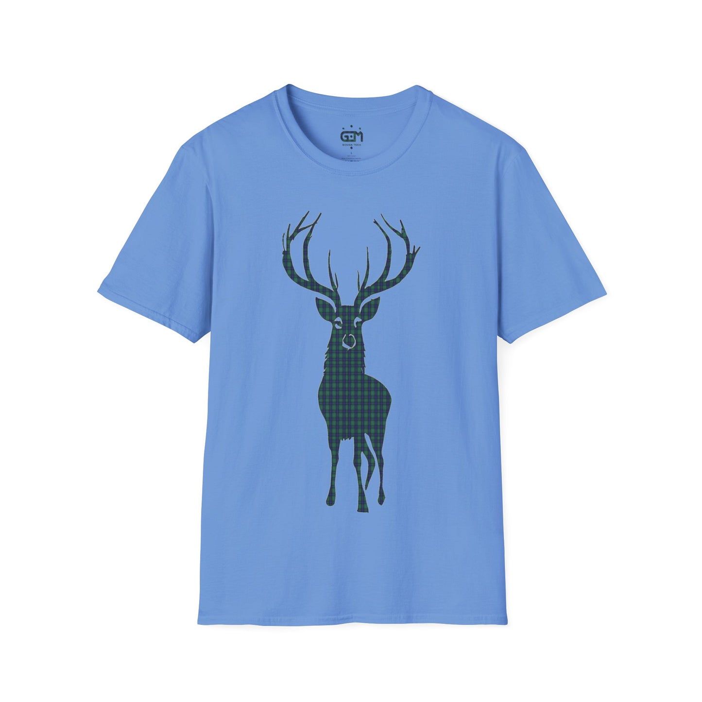 Tartan Stag Softstyle T-Shirt - Douglas Tartan, Unisex Tee, Scottish Scenery, Various Colours